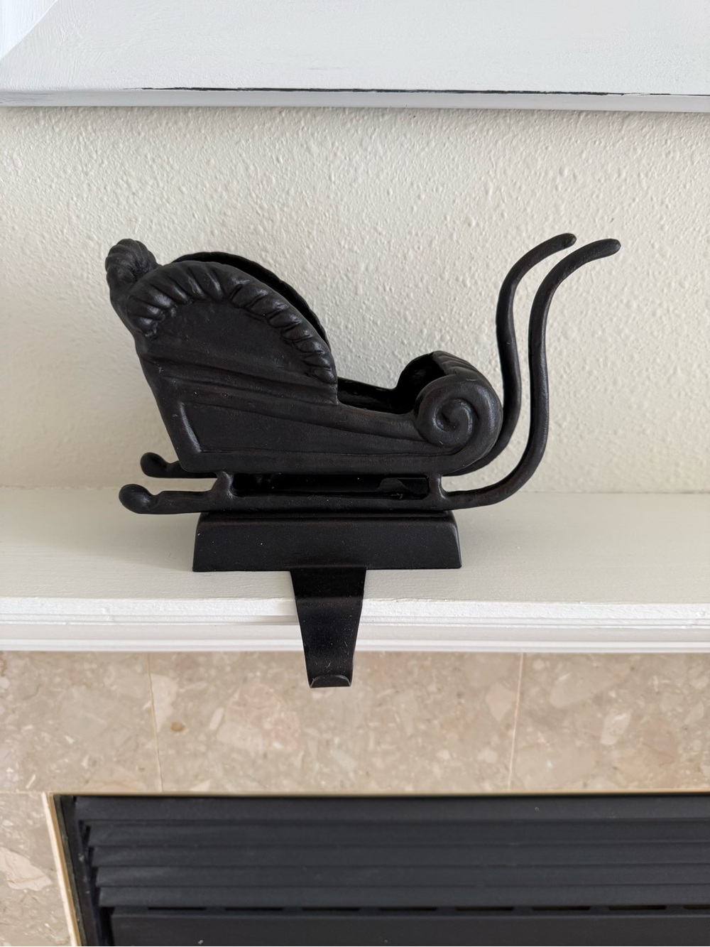 Pottery Barn | Christmas Santa’s Sleigh Bronze Finish Fireplace Stocking Holder